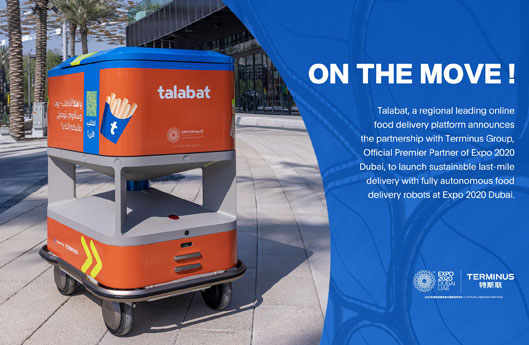 Talabat Partners with Terminus Group to Launch Sustainable Last-Mile Delivery with Fully Autonomous Food Delivery Robots at Expo 2020 Dubai
