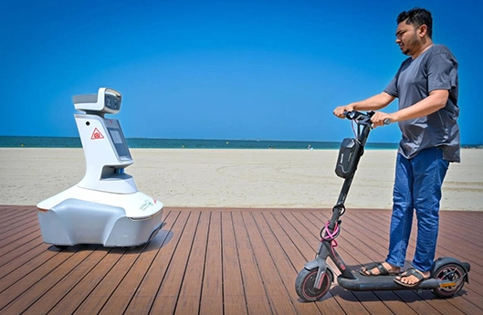 Watch: AI robot patrols Dubai beach to monitor e-scooter violations