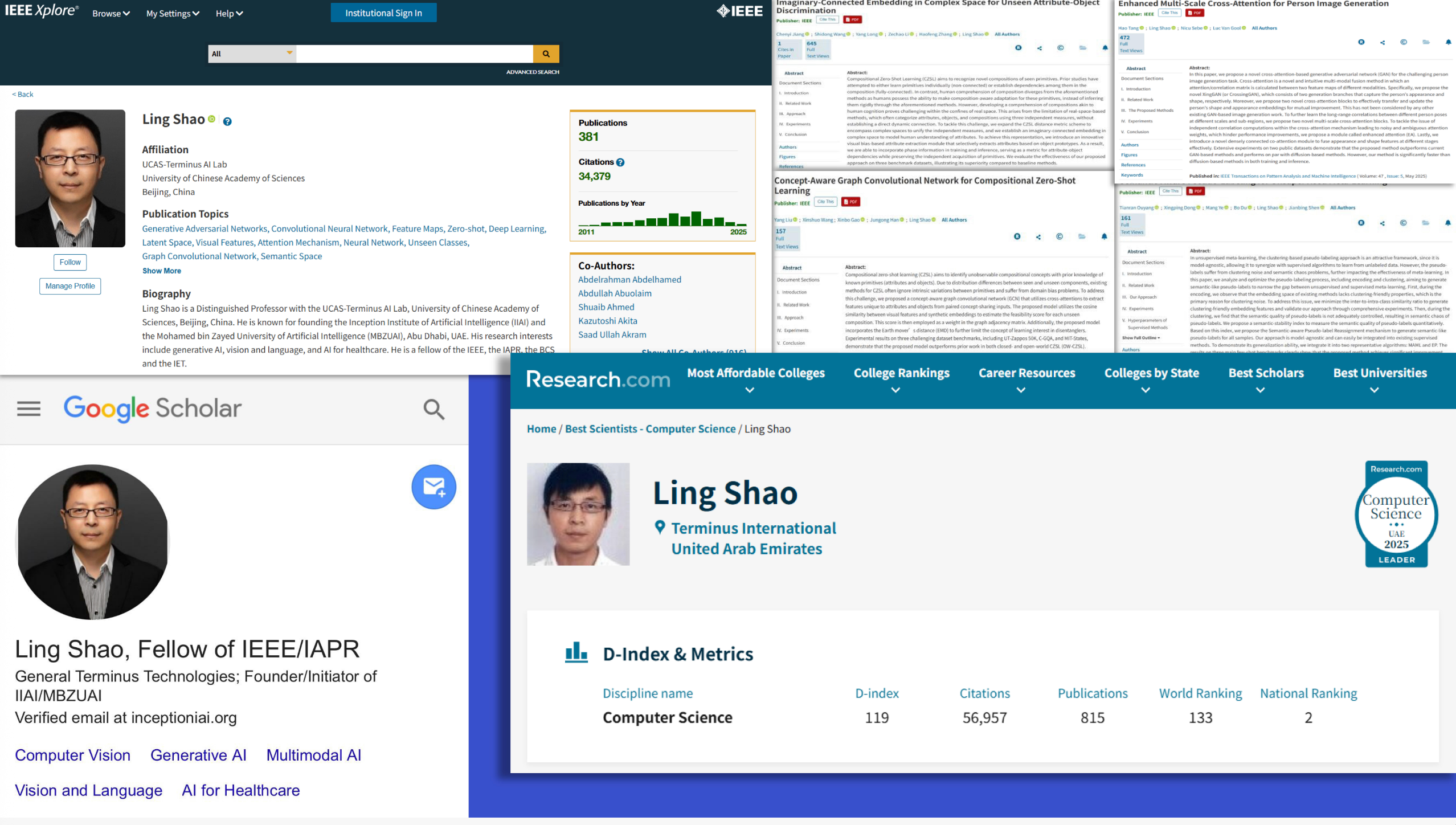 Terminus Group’s Chief Scientist Dr. Ling Shao Recognized by Research.com in World’s Best Scientists